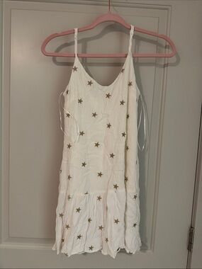 miami White Sundress with Gold Star Accents